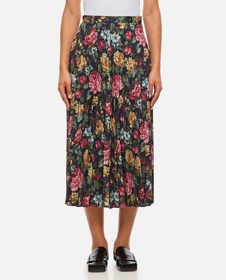 Junya Watanabe Flower Pattern Printed Pleated Midi Skirt