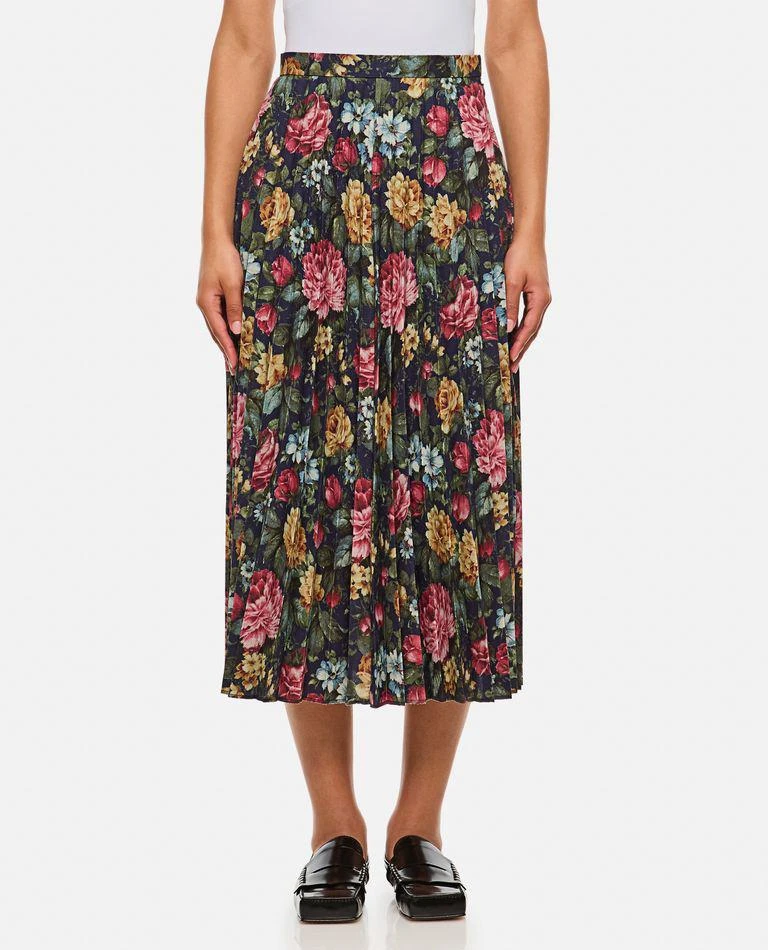 Junya Watanabe Flower Pattern Printed Pleated Midi Skirt 1