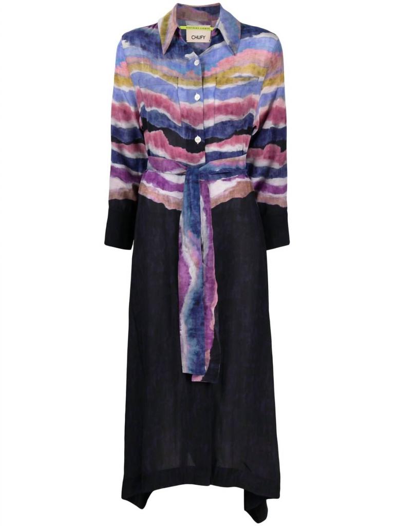 CHUFY Women's Ella Silk Shirt Dress In Kaia Navy