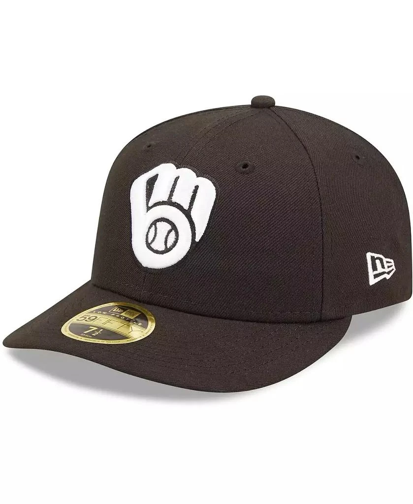 New Era Men's Milwaukee Brewers Black and White Low Profile 59FIFTY Fitted Hat 1