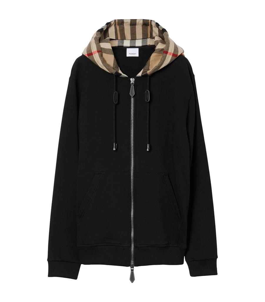 Burberry Check-Trim Zip-Up Hoodie 1