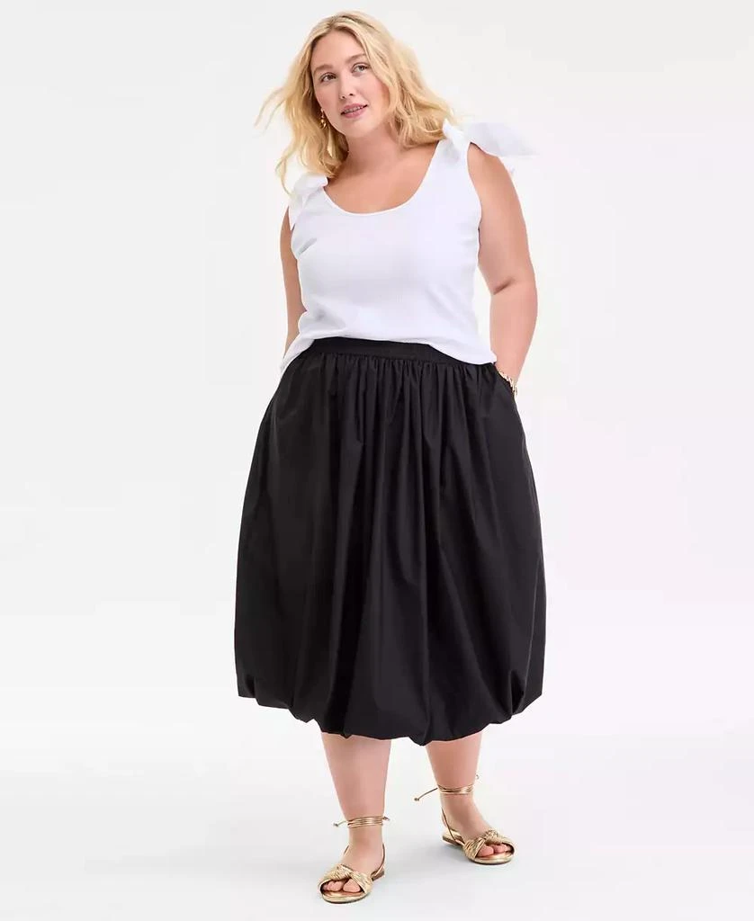 On 34th Trendy Plus Size Bubble-Hem Midi Skirt, Exclusively at Macy's 1