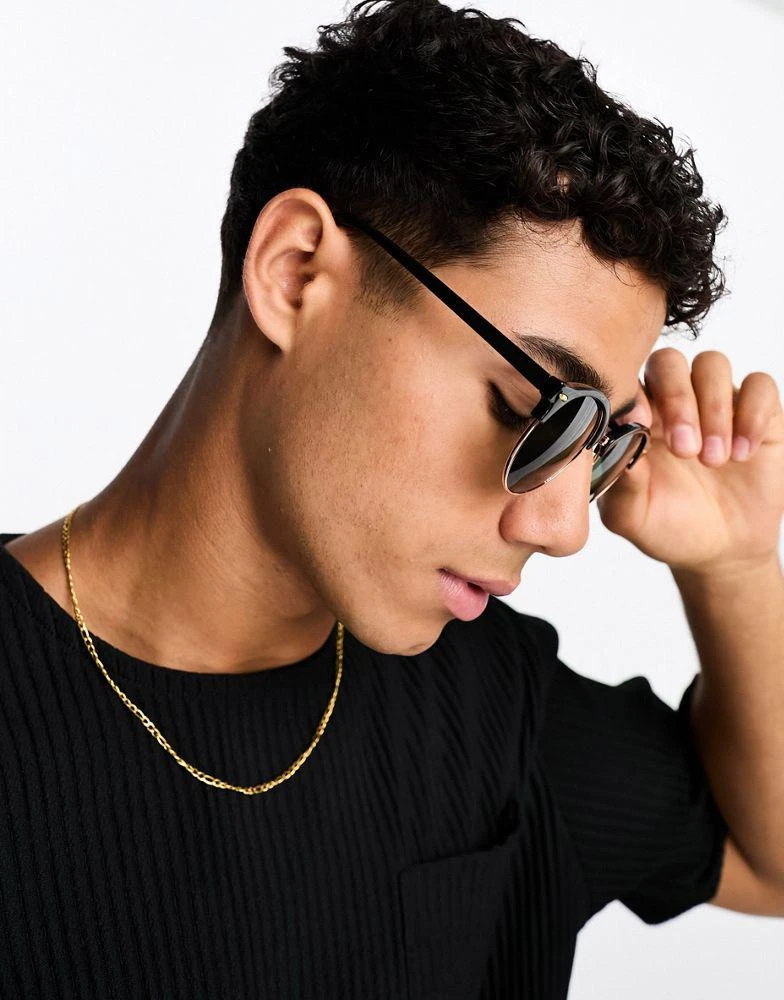 Only & Sons ONLY & SONS retro square sunglasses in black 2