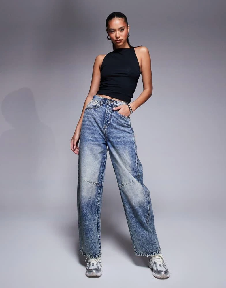 ASOS ASOS DESIGN double layer 90s boat neck strappy top in black 3