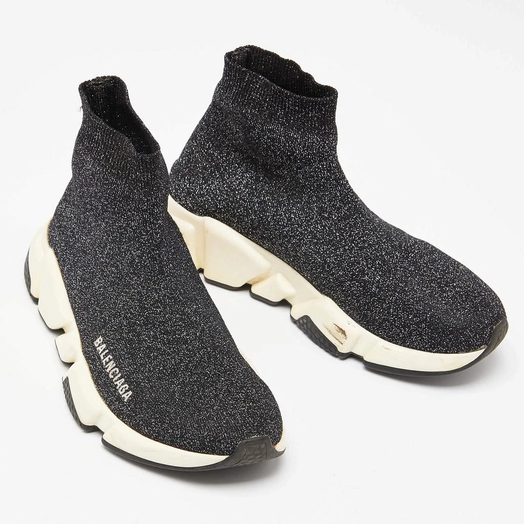 Balenciaga Balenciaga Black Glitter Knit Fabric Speed Trainer High Top Sneakers Size 37 4