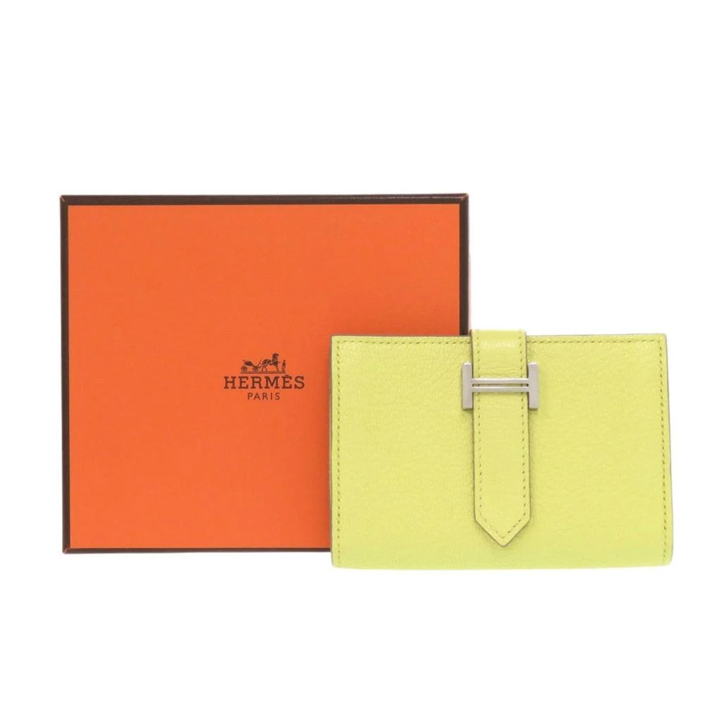 Hermes yellow Chevre Leather Chevre Myzore Leather Card Case (Pre-Owned) 2
