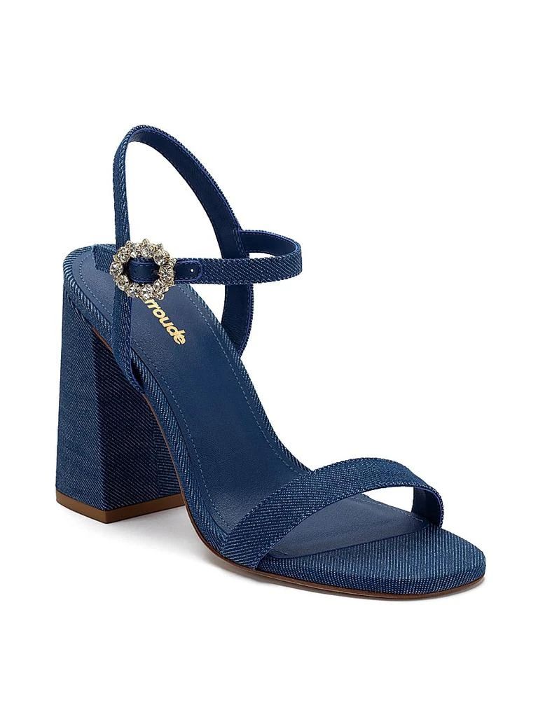 Larroudé Selena 105MM Denim Block-Heel Sandals 2