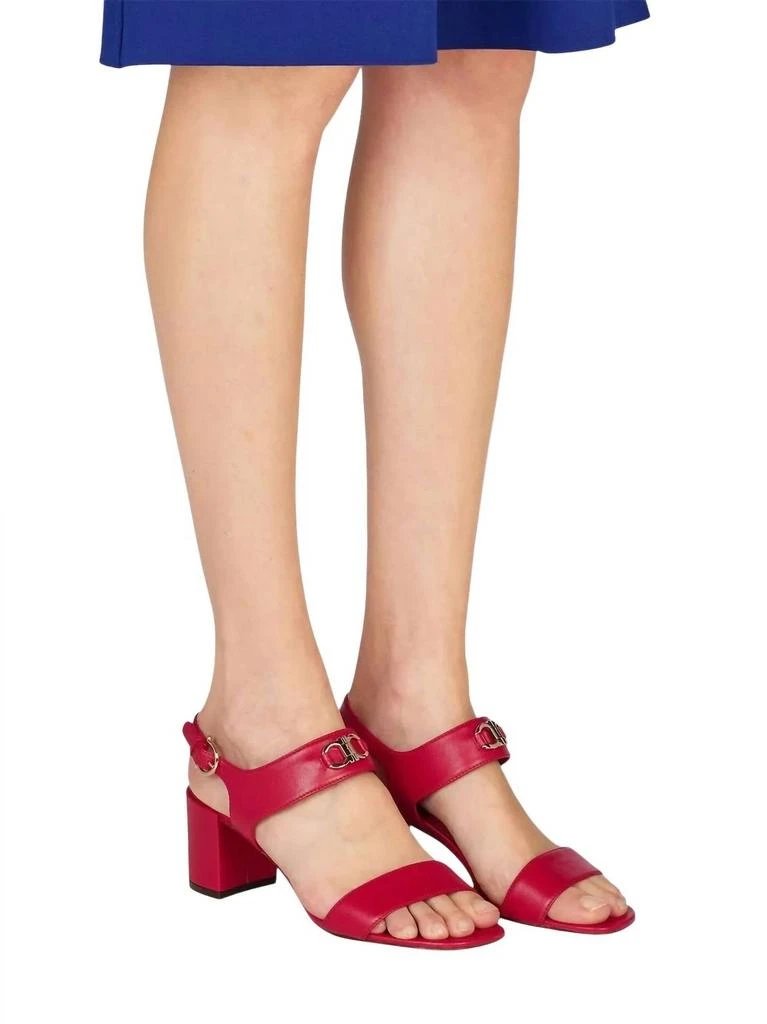 Salvatore Ferragamo Women
s Gancini-Plaque Block-Heel Sandals In Red 4