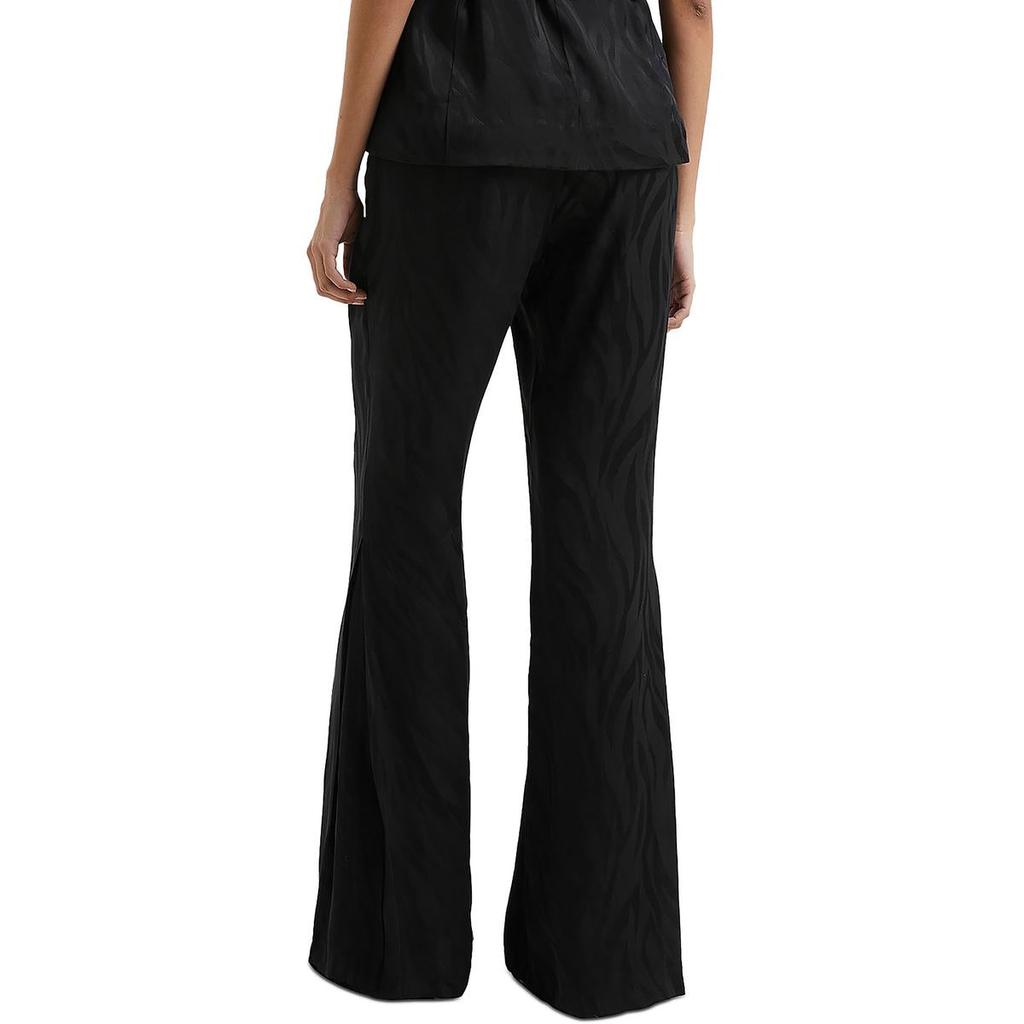 French Connection Ara Womens Satin Animal Print Wide Leg Pants