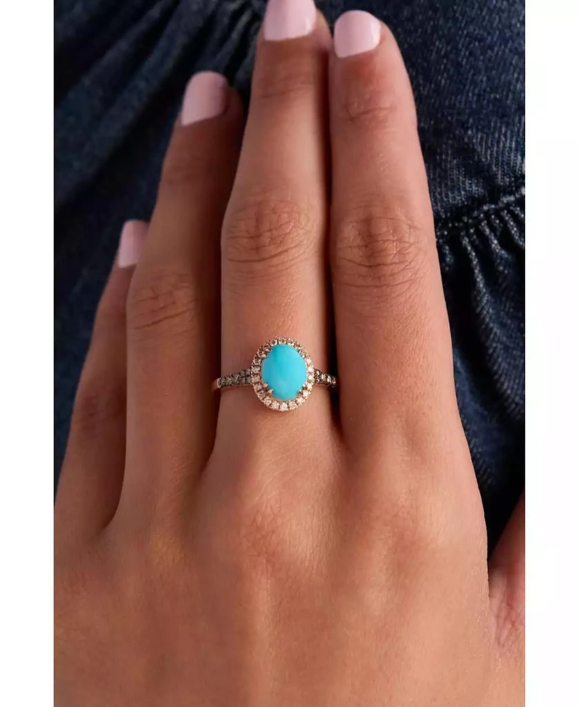 Le Vian Robins Egg Blue Turquoise (2 ct. t.w.) and Diamond (1/3 ct. t.w.) Halo Ring in 14k Rose Gold 3