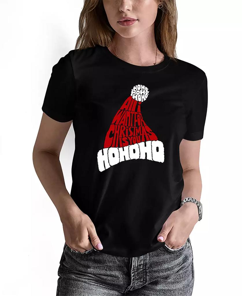 LA Pop Art Women's All I Want for Christmas is You Word Art Crew Neck T-Shirt