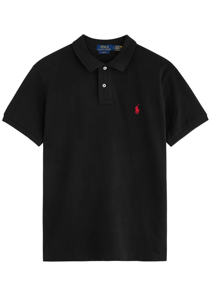 Ralph Lauren Black slim piqué cotton polo shirt 6