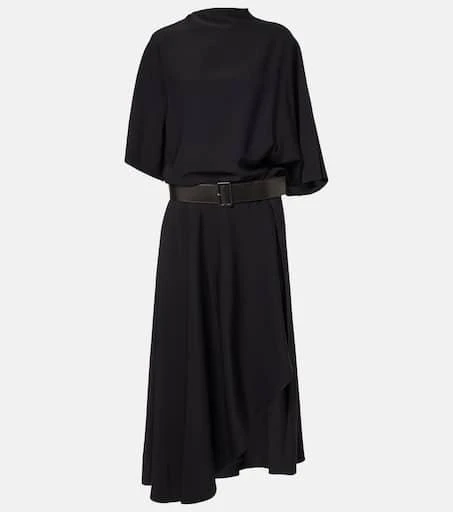 Alaïa Belted leather-trimmed midi dress 1