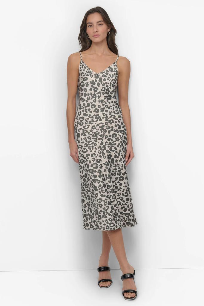 DKNY HIGH-SPLIT MIDI SLIP DRESS