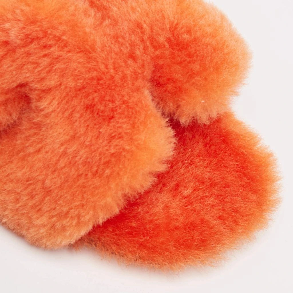 Hermes Hermes Orange Shearling Fur Oran Flat Slides Size 37.5 8