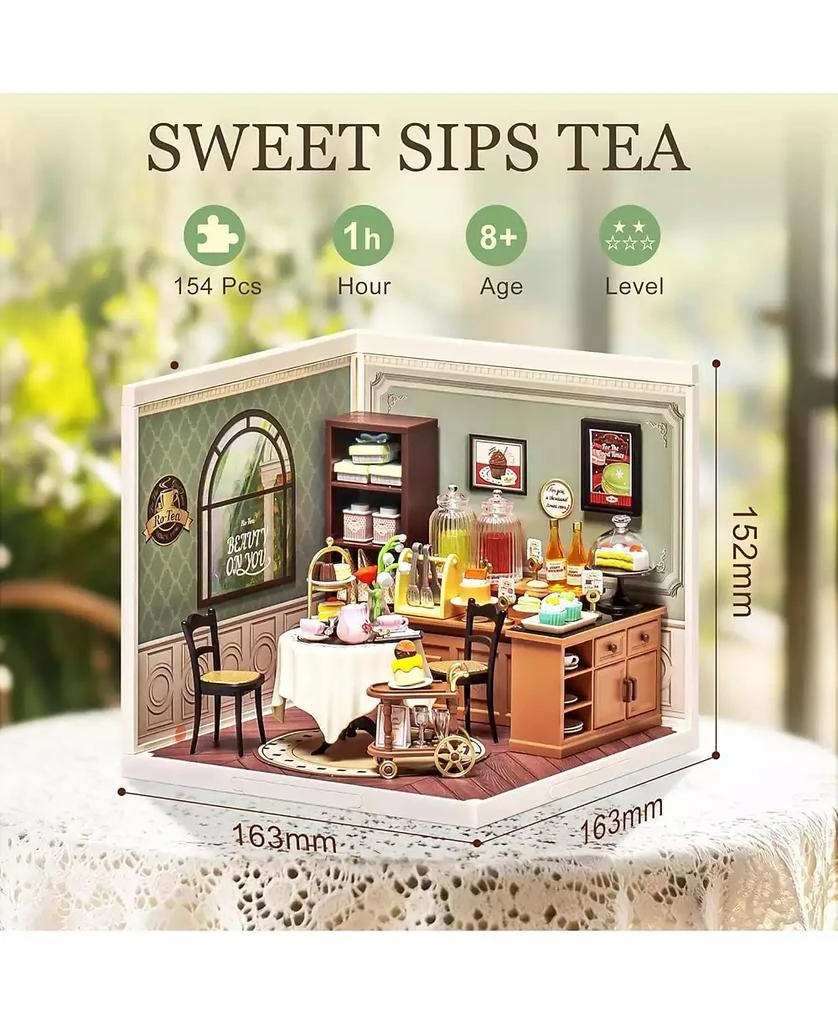 Robotime Miniature House Kit DIY Plastic House Building Toy Set with LED Tiny Store Making Kit Model Craft Hobby Unique Gift Sweet Sips Tea 2