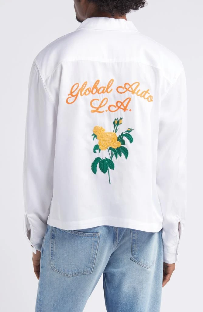 PacSun Global Auto Embroidered Floral Long Sleeve Camp Shirt 3