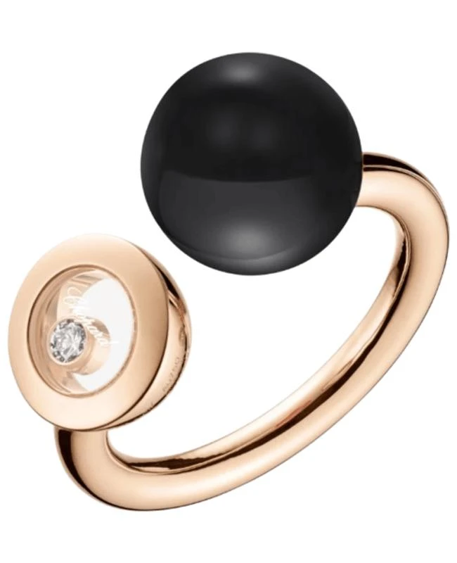 Chopard Chopard Happy Diamonds Planet 18K Rose Gold, Diamond and Onyx Women's Ring 82A619-5200 1