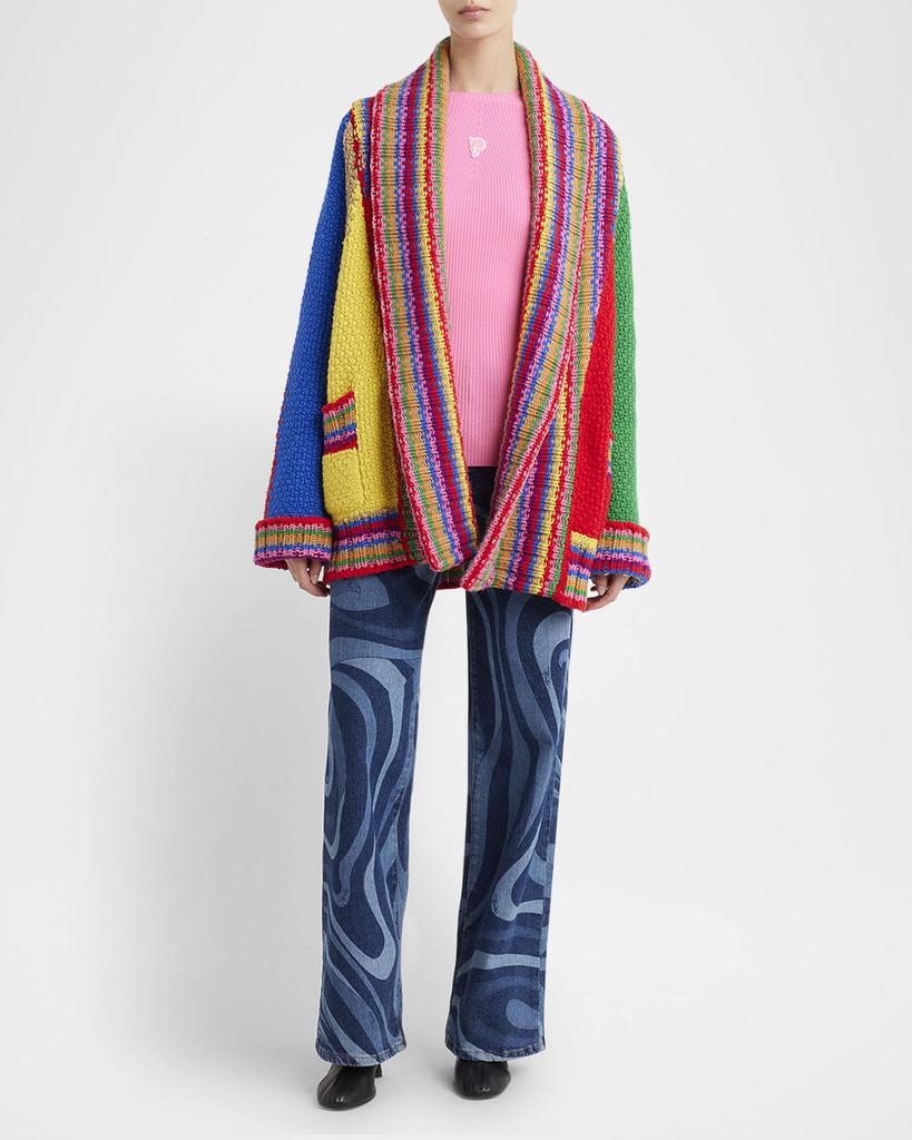 EMILIO PUCCI Multicolor Wool Wrap Cardigan - Jackets - Free