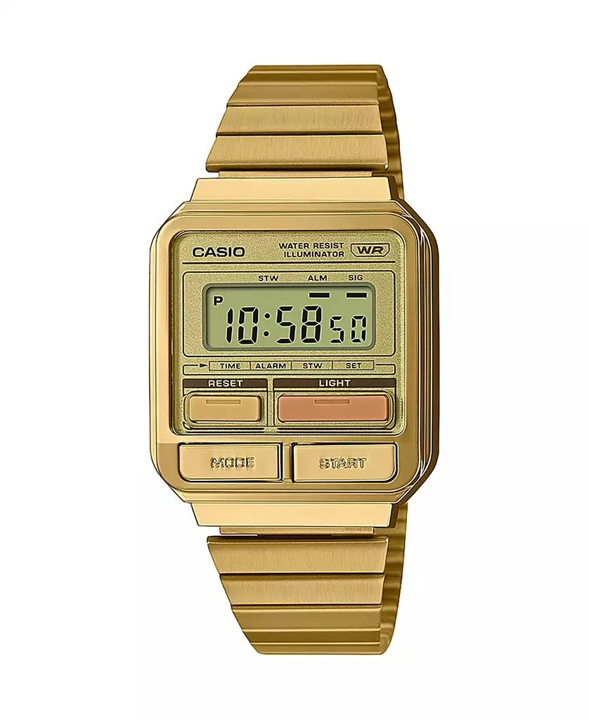 G-Shock Unisex Digital Gold-Tone Stainless Steel Watch 33.5mm, A120WEG-9AVT 1