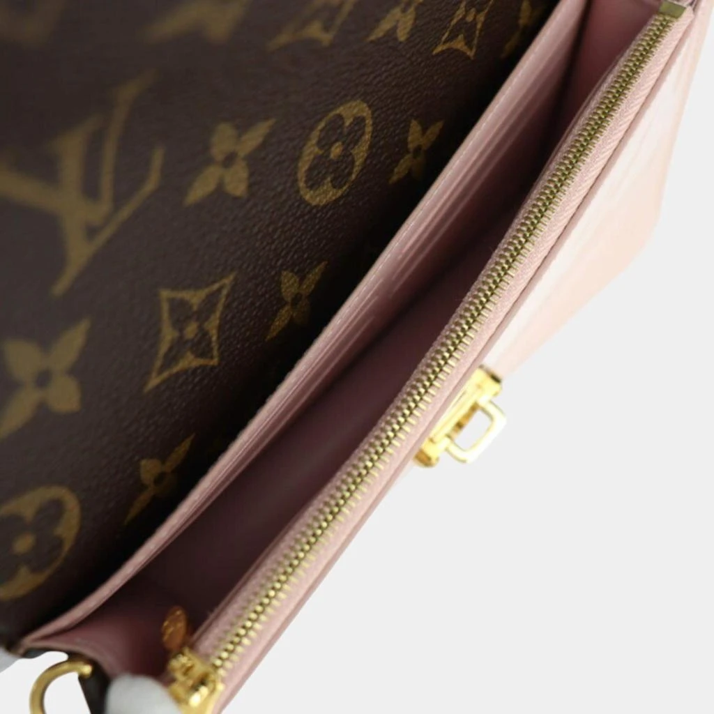 Louis Vuitton Louis Vuitton Patent Calf Leather x Monogram Canvas Rose Ballerine Brown Portefeuille Cherrywood Chain Wallet Clutch 8