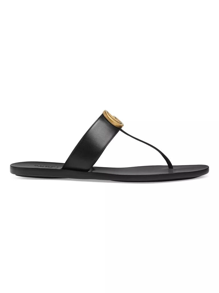 Gucci Marmont Leather Thong Sandals With Double G 1