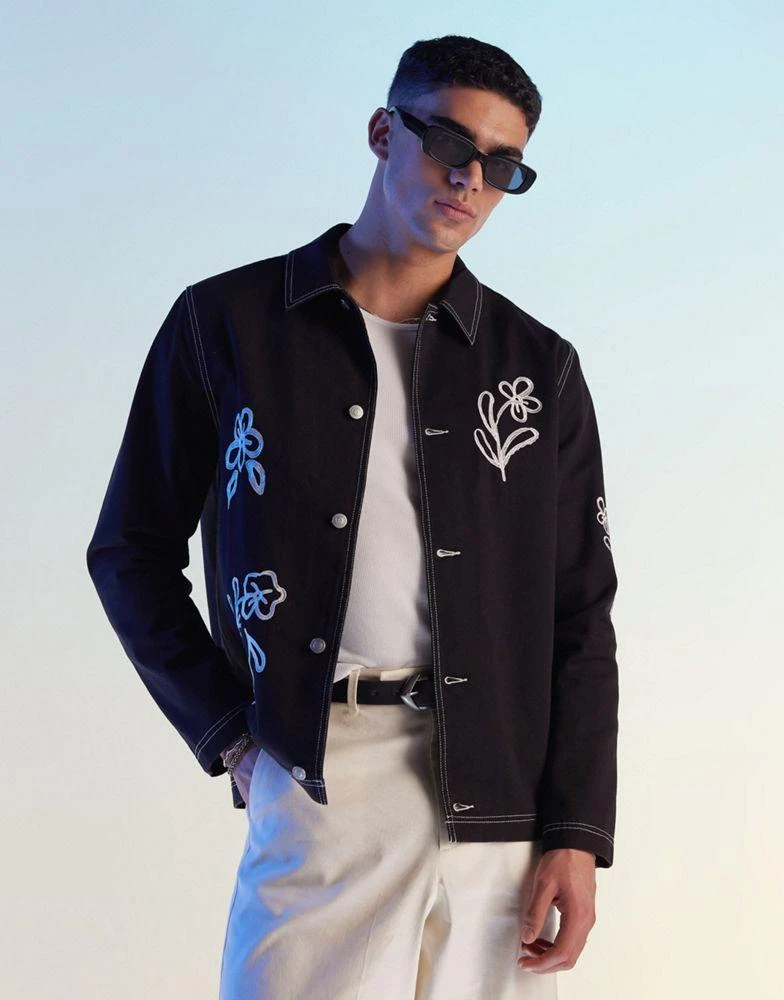 Shop ASOS DESIGN worker jacket with floral embroidery in black on Sale at BeyondStyle Get 26% Off ASOS DESIGN worker jacket with floral embroidery in black with Limited-Time Flash Deals, Exclusive Shop ASOS DESIGN worker jacket with floral embroidery in black on Sale at BeyondStyle Get 26% Off ASOS DESIGN worker jacket with floral embroidery in black with Limited-Time Flash Deals, Exclusive