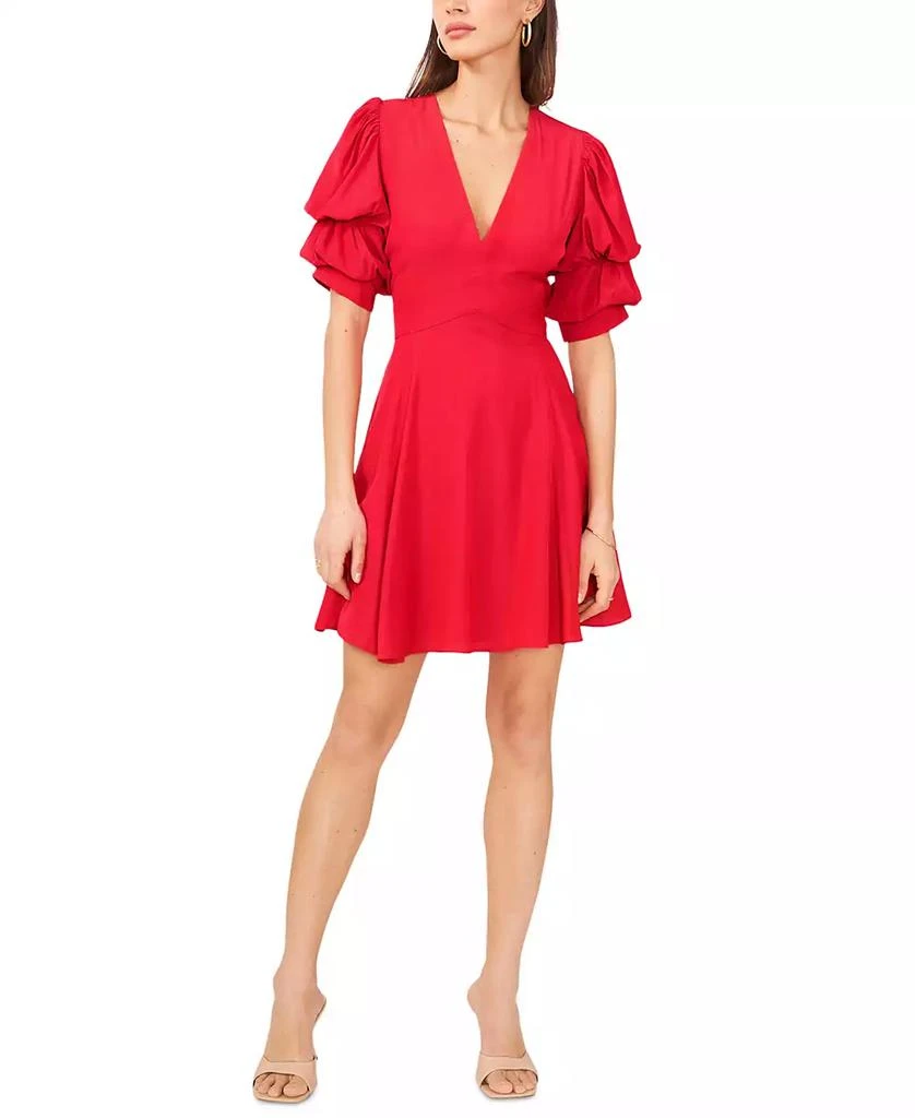 1. State Women's Tiered Bubble-Sleeve V-Neck Mini Dress 3