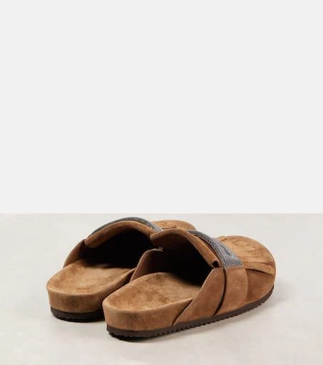 Brunello Cucinelli Fringed suede slippers 2