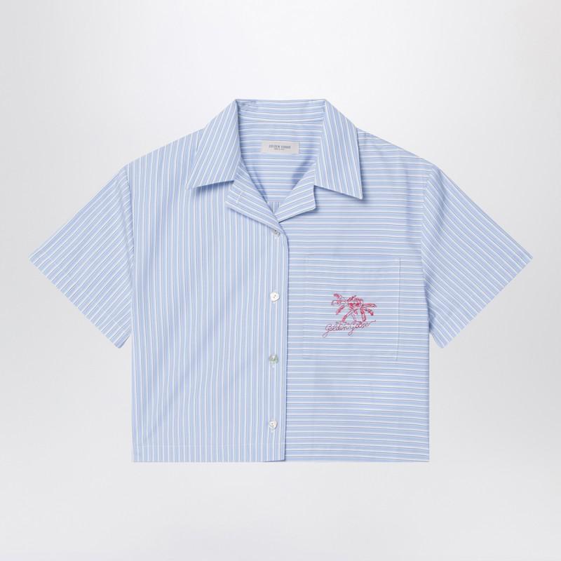 Golden Goose Light blue striped cotton shirt