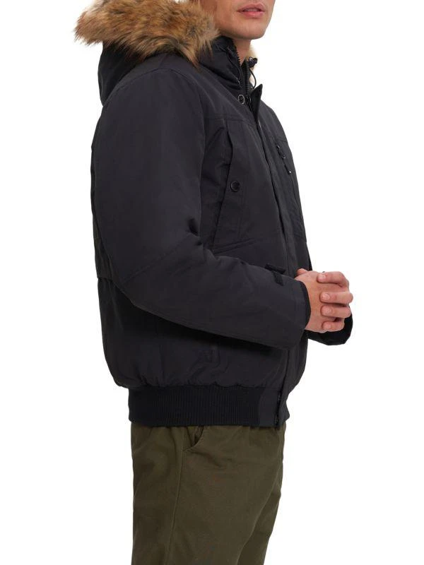 NOIZE Faux Fur Trim Bomber Jacket 3