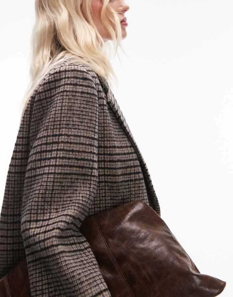 Topshop Topshop heritage check blazer with wool in multi 3