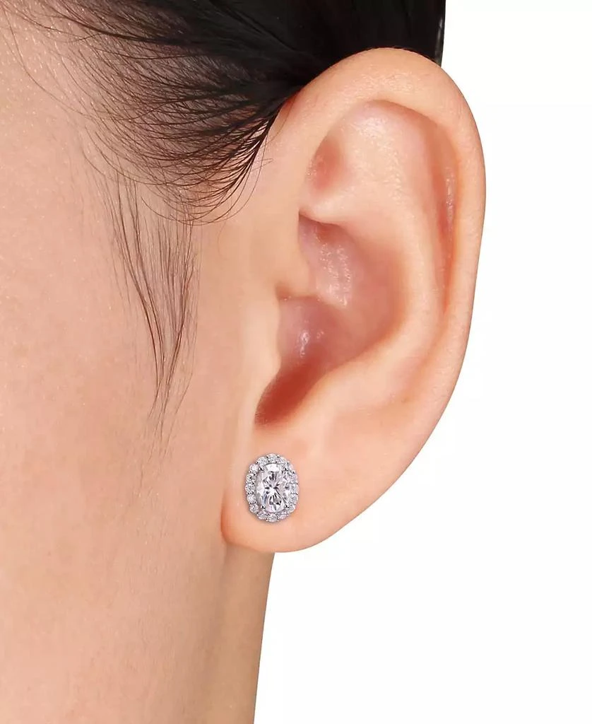 Macy's Lab-Created Moissanite Oval Halo Stud Earrings (2-1/3 ct. t.w.) in Sterling Silver 2
