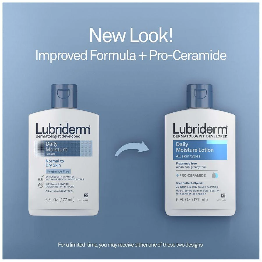Lubriderm Fragrance Free Daily Moisture Lotion + Pro-Ceramide, Shea Butter & Glycerin Fragrance Free 6