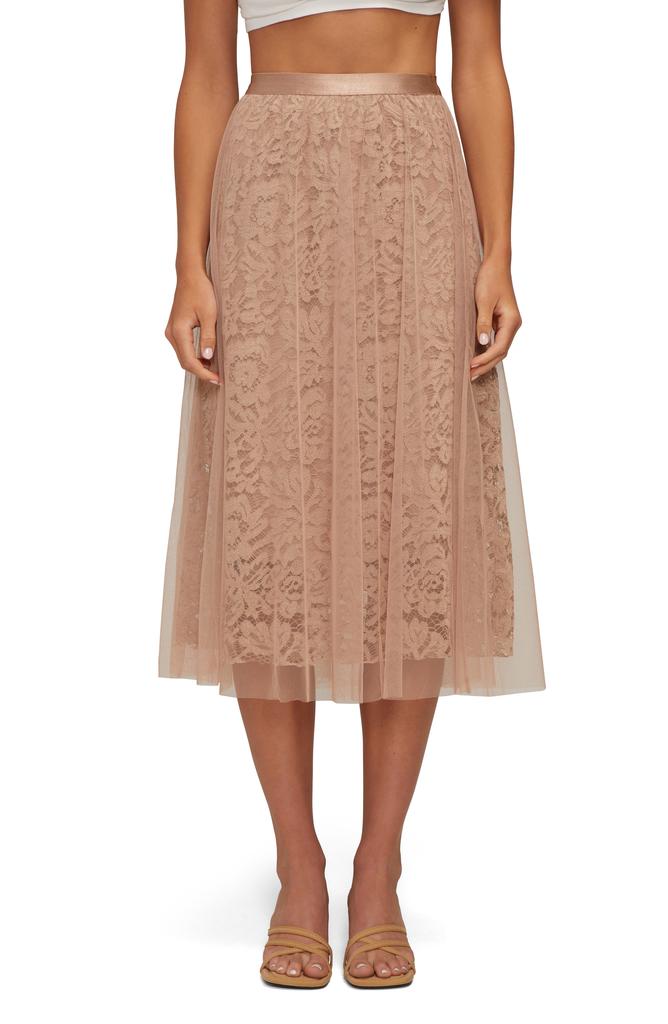 Wildfox Pleated Tulle Midi Skirt