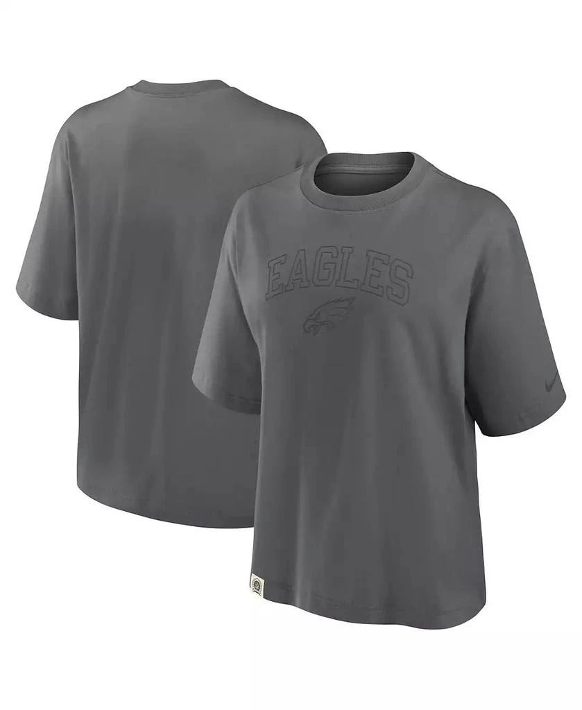 NIKE Women's Charcoal Philadelphia Eagles Glory Arch Boxy T-Shirt 1