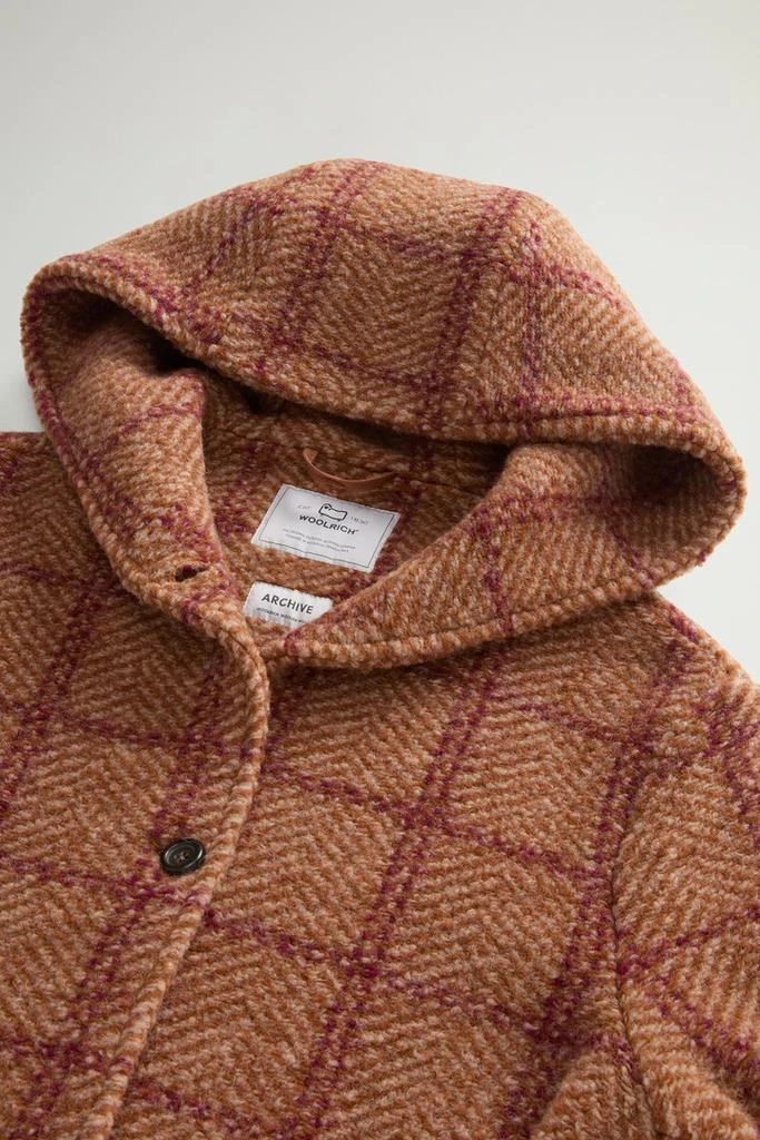 Woolrich Gentry Long Check Coat with Hood - Women - Brown 6