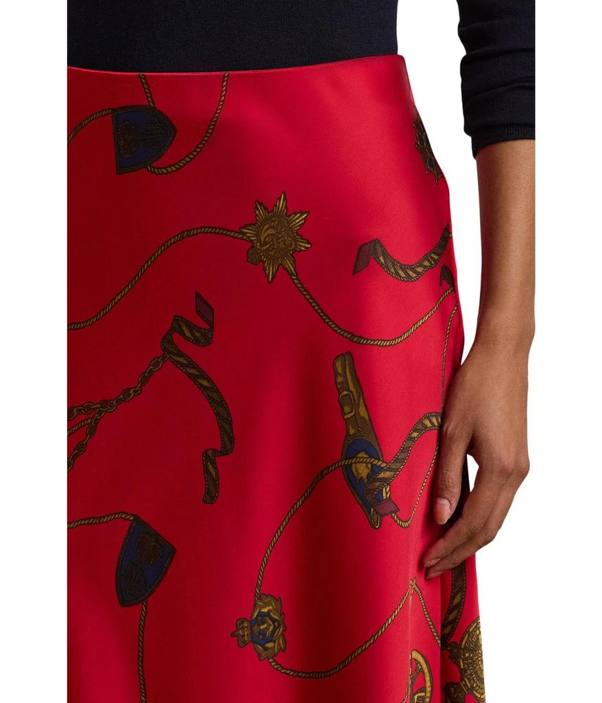 Ralph Lauren Belting-Print Satin Charmeuse Midi Skirt 3