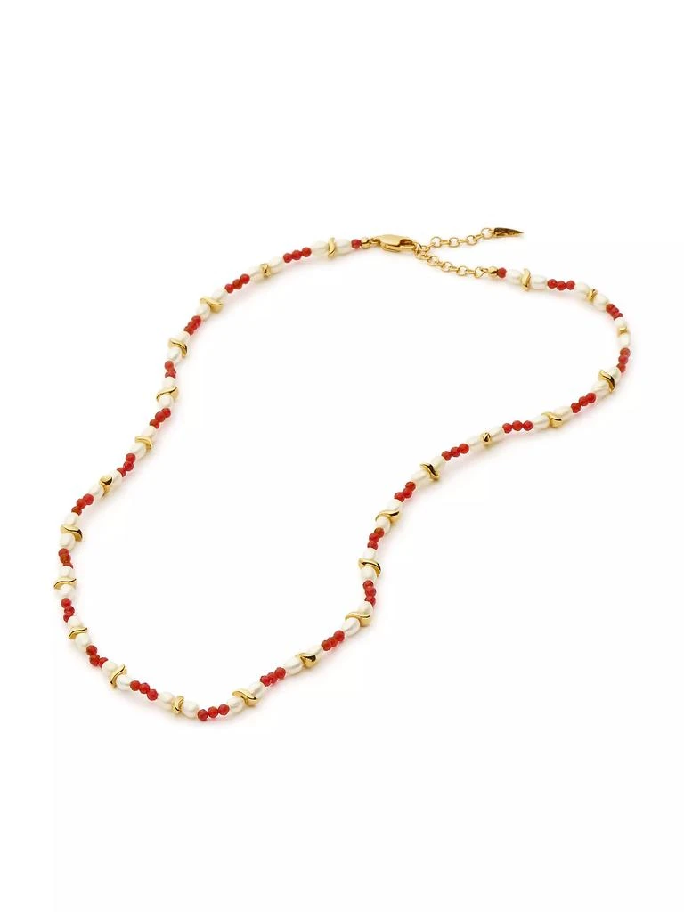 Missoma Savi 18K-Gold-Plated, Garnet & Freshwater Pearl Beaded Necklace 5