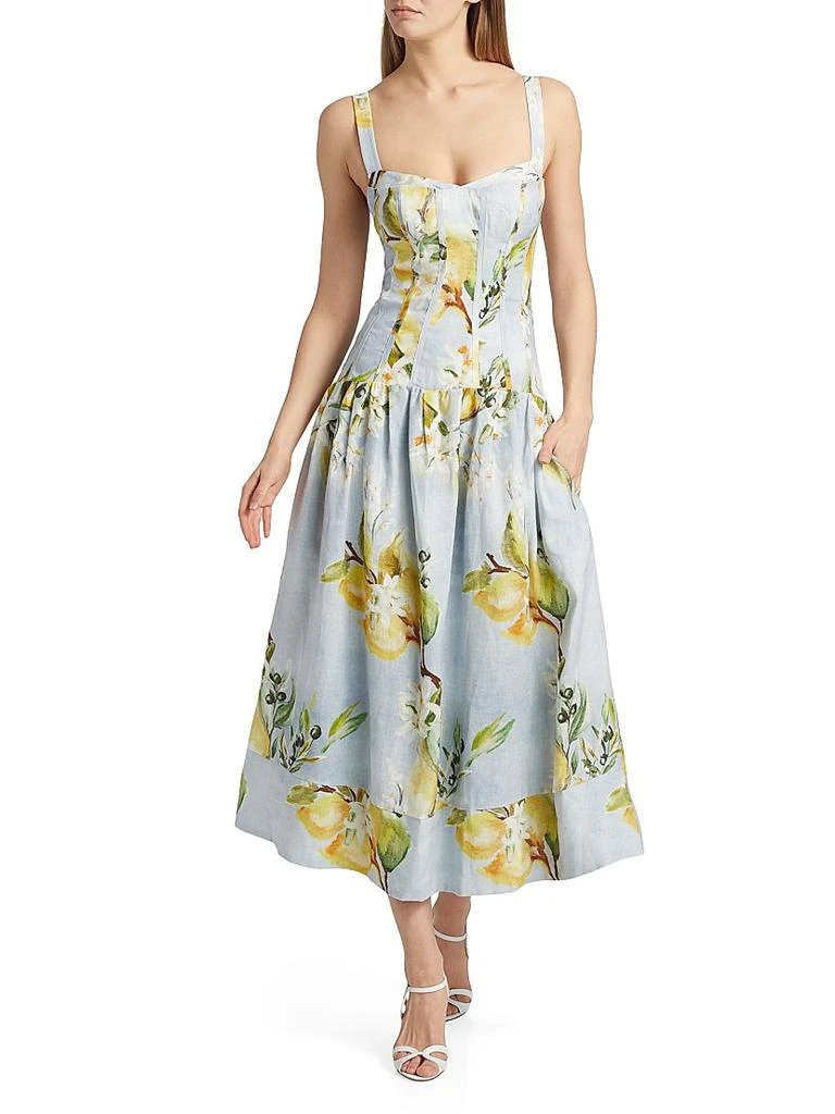 Nicholas the Label Makenna Floral Linen Drop-Waist Midi-Dress 3