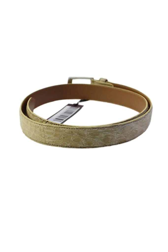 Tardini Mens American Alligator Silver-Toned Frame Buckle Belt Beige 3