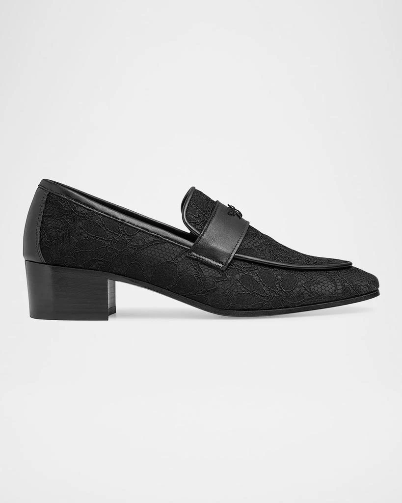 Bougeotte Flaneur Lace Leather Heeled Loafers 1