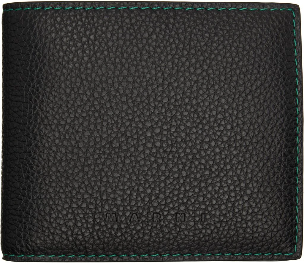 Marni Black Contrast Stitching Leather Bifold Wallet