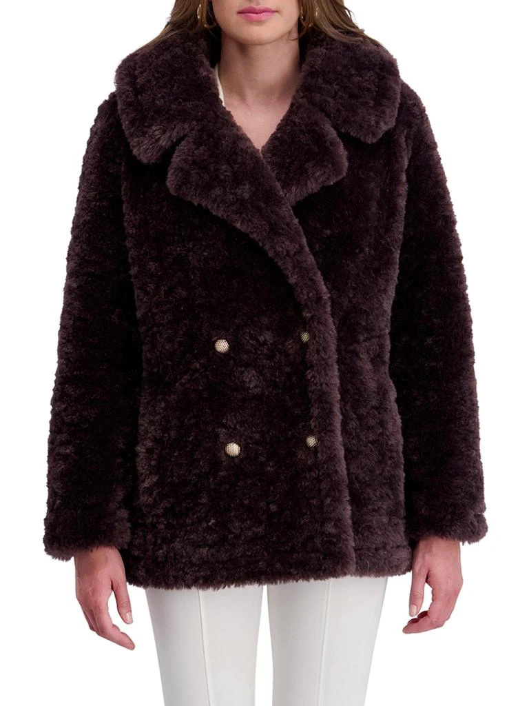 Kensie Double Breasted Faux-Fur Peacoat 1