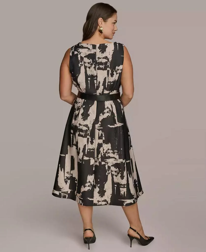 Donna Karan Plus Size Printed Belted A-Line Dress 9