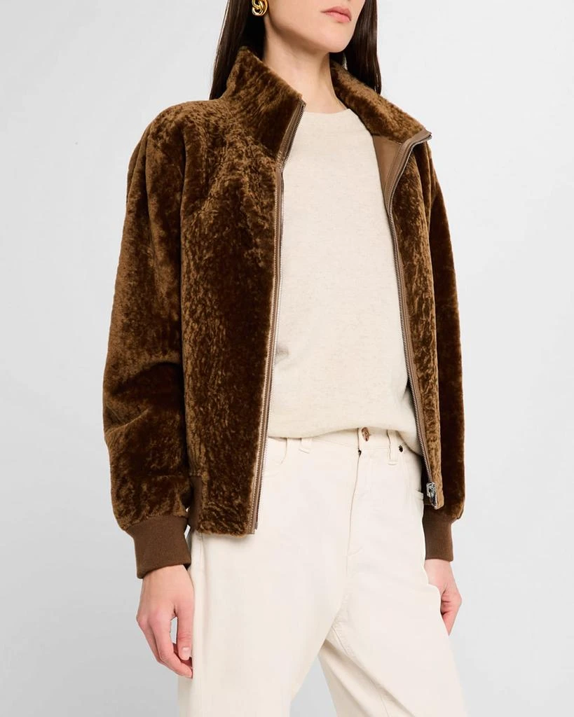 Gorski Reversible Textured Shearling Lamb Bomber Jacket 4