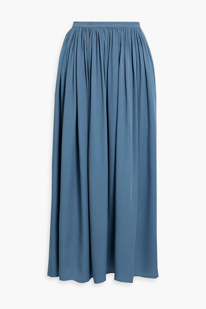 IRIS & INK Gathered satin-jacquard midi skirt