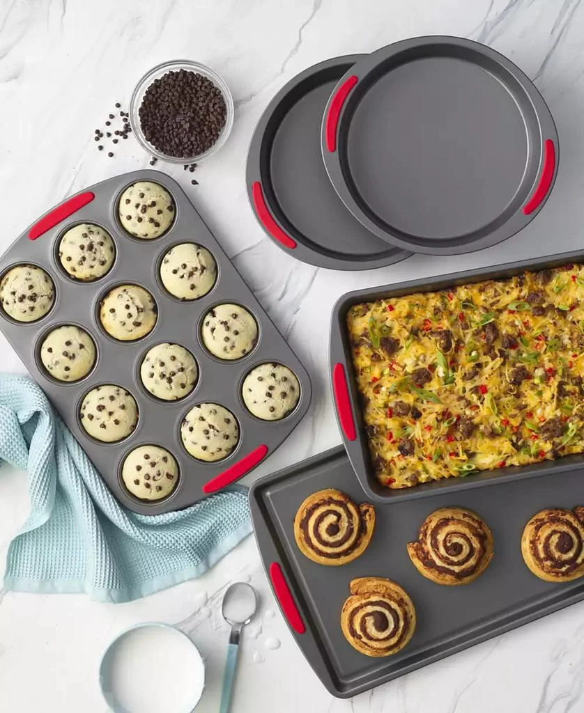 GoodCook Good Cook Mega grip 5 Piece Nonstick Steel Bakeware Set with Cookie Sheet, Roast Pan, 2 Cake Pans, and Muffin Pan 6