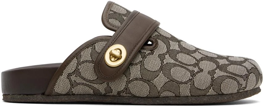Coach Brown Signature Jacquard Clogs 1