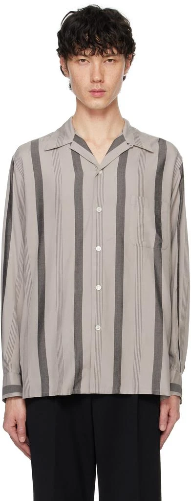 Wacko Maria Gray Striped Open Collar Shirt 1